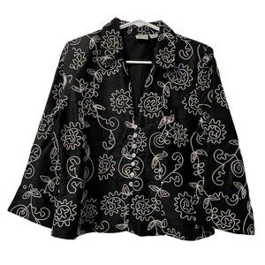 Bleu Bayou Women Size Medium Art‎ to Wear 100% Silk Jacket Embroidered Designer